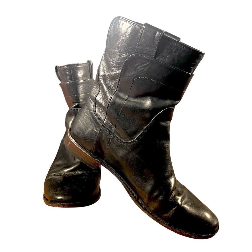 Frye Leather Ankle Boots Black Moto Harness Western Women’s 8.5